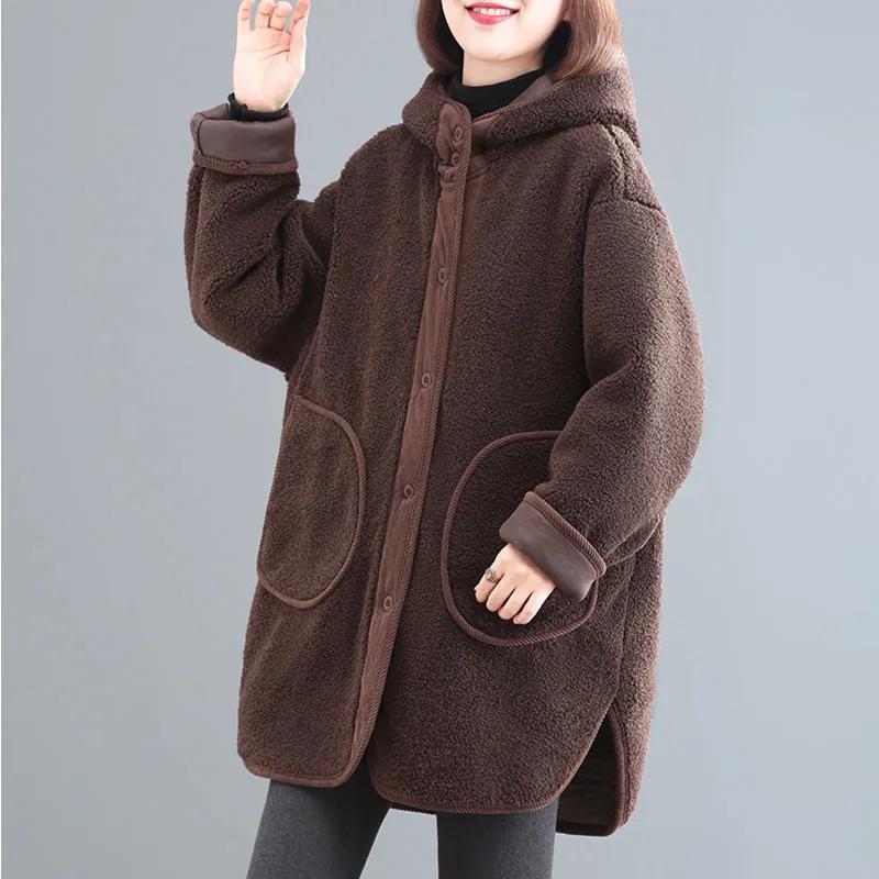 Women's Winter Loose Thicken Cotton Jacket Ladies Hooded Warm Long Parkas Overcoat