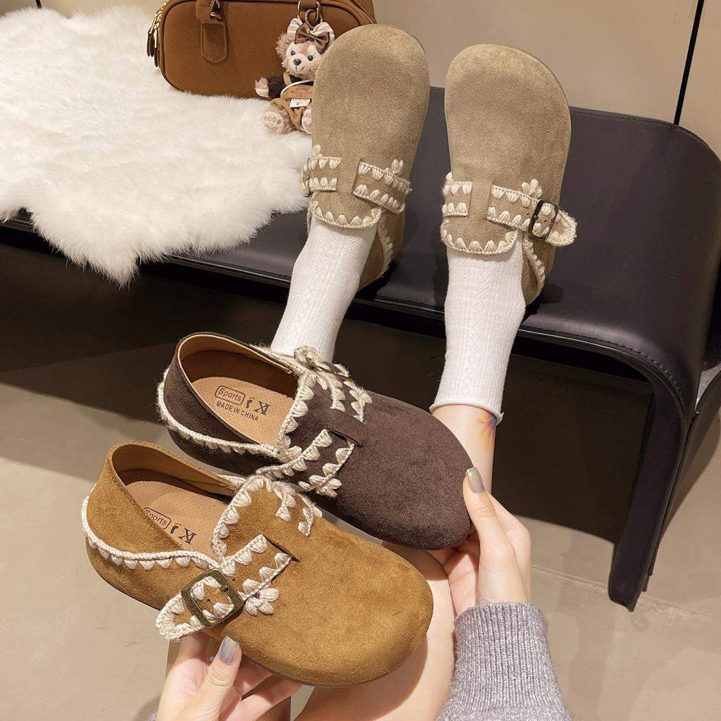 Retro Two-wear Round-headed Boken Shoes In the Autumn of 2025, New Versatile Casual Women's Shoes, Lazy One-pedal Single Shoes Women