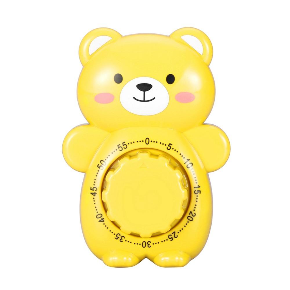 

Cartoon Bear Mechanical Kitchen Timer ABS Material 60 Minutes Cartoon Timer 4.3*3*1.6in Manual Rotating Alarm Clocks жёлтый