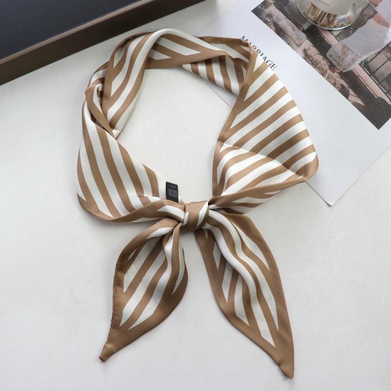 Sweet Strawberry Print Women Small Silk Scarf Handle Bag Ribbons Female Head Scarves Sharp Angle For Women  100*9cm