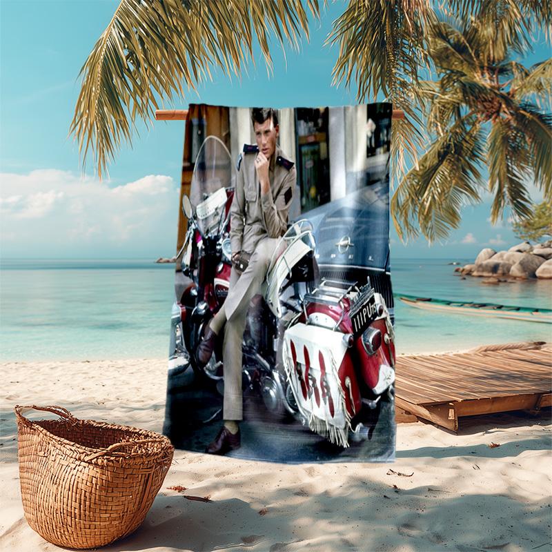 French legendary rock singer and actor Johnny Hallyday towel outdoor camping vacation swimming beach towel outdoor absorbent bath towel Y6