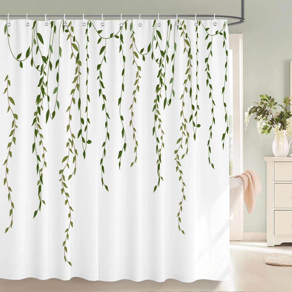 Tropical Plants Animals Bathroom Curtains Green Leaf Plant Waterproof Polyester Shower Curtain Nordic Home Bath Room Decoration