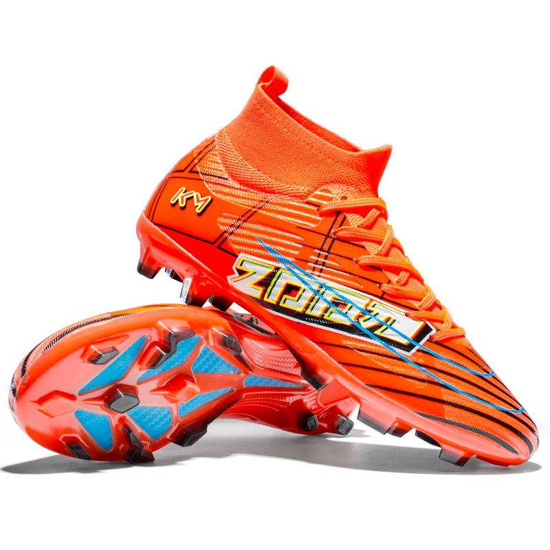 New High-top Football Shoes Men's Fly-woven Breathable Socks Professional Training Sneakers Long Nails Broken Nails Football Shoes Spot