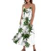 Women's Casual V Neck Hawaiian Print Sleeveless Pocket Suspender Dress
