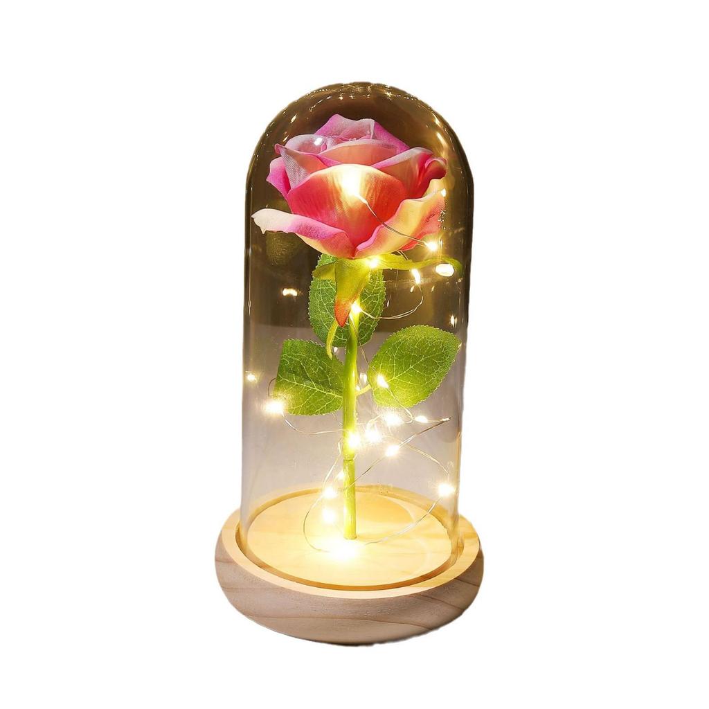 Eternal Rose Night Light: Glass Dome Gift for Christmas, Valentine's Day, or Qixi Festival