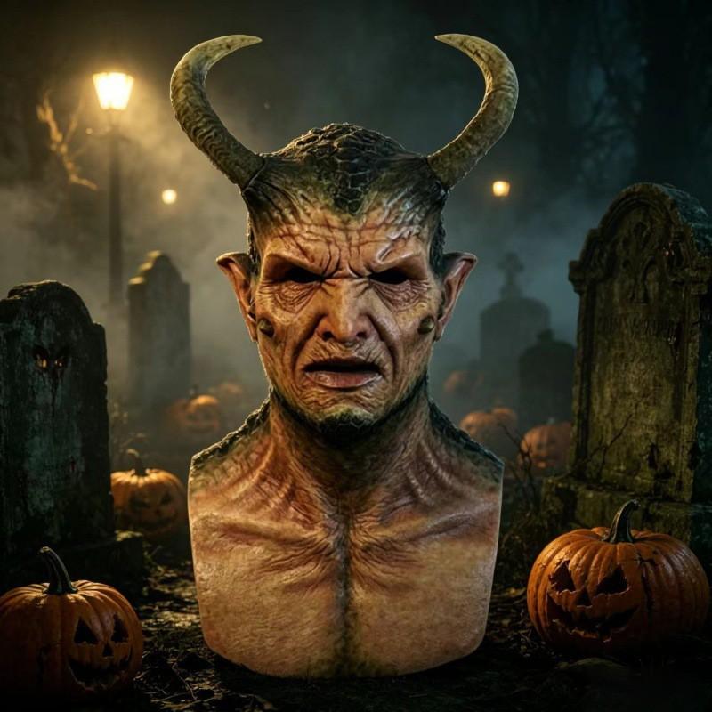 Cadılar Bayramı Koyu Şeytan Maskesi Lateks Cosplay Aksesuarı Korku Partisi Kostüm Aksesuarı