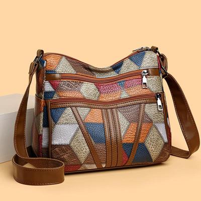 Bolsa feminina elegante vintage crossbody, bolsa de mão da moda, bolsa de ombro com vários bolsos, bolsa crossbody retrô para uso diário