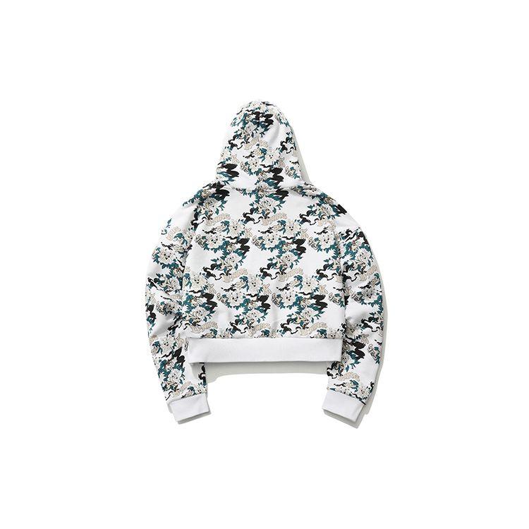 Li Ning X OG Slick Collaboration Casual Loose Printed Pullover Long Sleeve Sweatshirt Women Sweatshirt White AWDR238-1