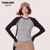 TonLion Women's Slim-Fit Color-Block Long-Sleeve T-Shirt