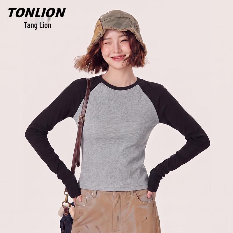 TonLion Women's Slim-Fit Color-Block Long-Sleeve T-Shirt