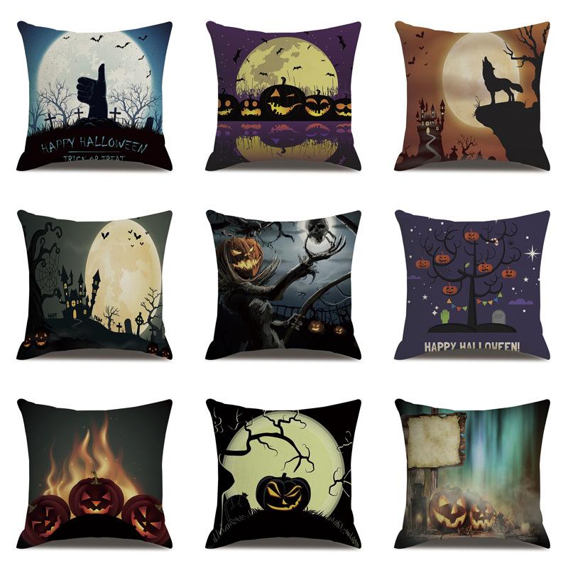 Halloween Linen Pillow Cover Printed Pillow Cover