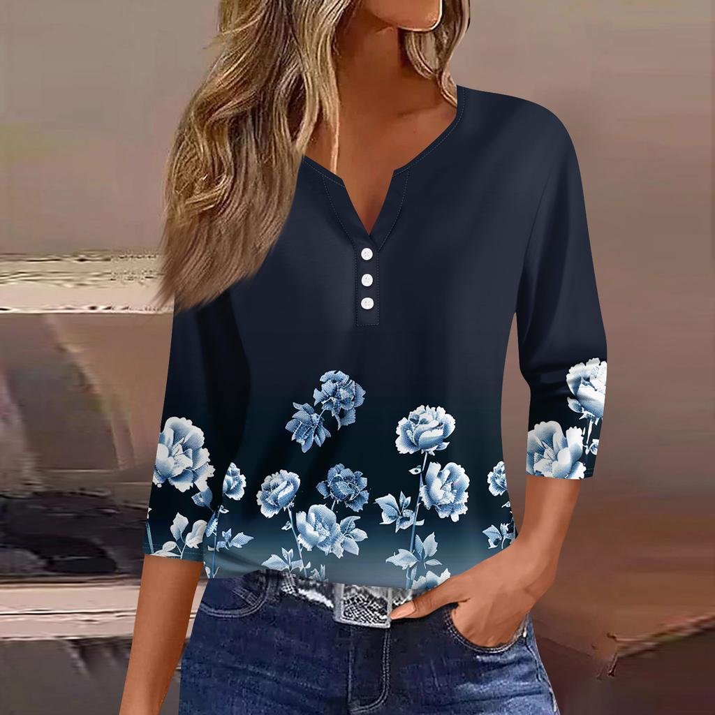 Damen 3/4-Ärmel Shirts Grafik-T-Shirts Shirts Lässige Basic-Tops Pullover