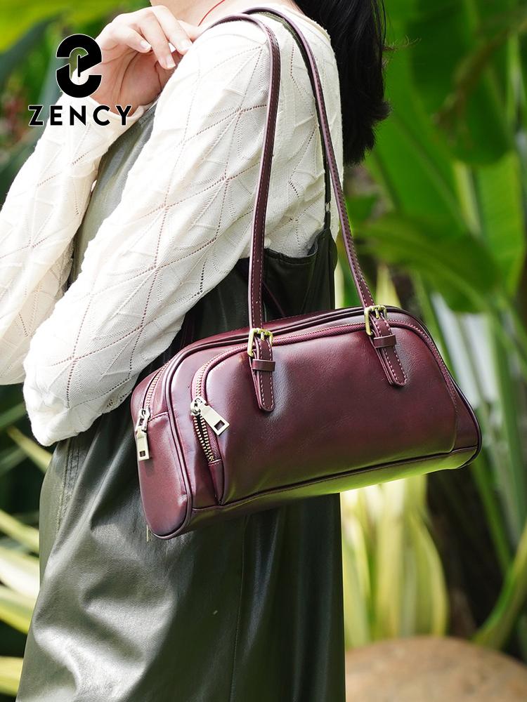 Women French Style Underarm Bag Genuine Leather Shoulder Bag