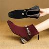 Fashion New Autumn/winter Sheep Suede Women Boot Square Toe Shoes for Women Fashion Boots Buckle Mid Heels Short Boots Zip Black Boots