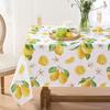 Summer Lemon Flowers Rectangle Tablecloth for Table Decor Washable Yellow Lemon Green Leaf Print Table Cloth Holiday Party Decor