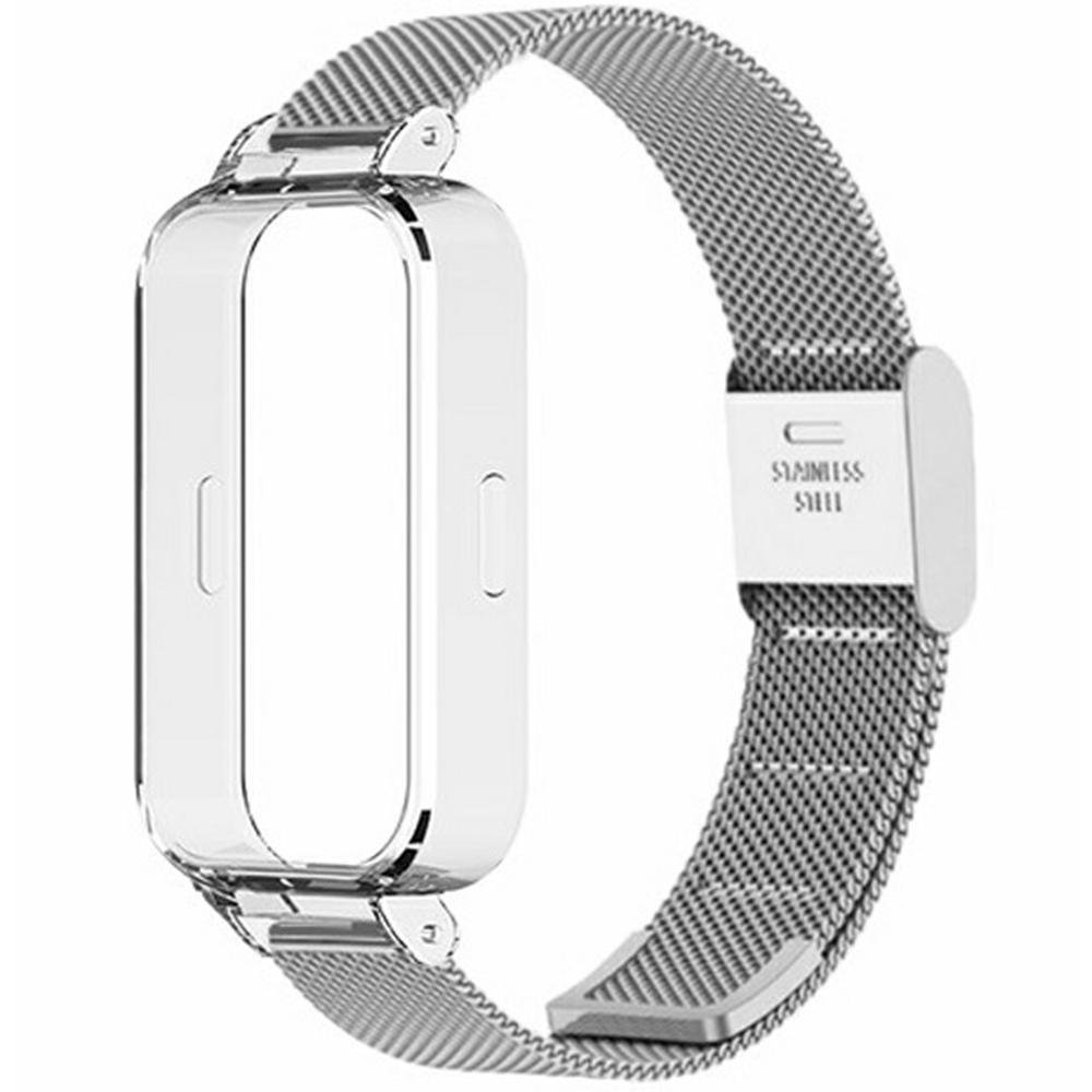 For Xiaomi Redmi Band 3/Smart Band 9 Active Replacement Watch Band Stainless Steel Milanese Loop Strap with PC Case