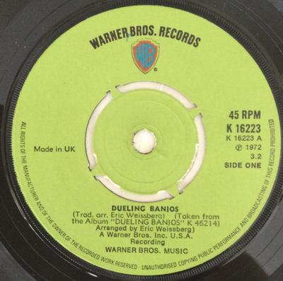 7-Zoll Schallplatte ERIC WEISSBERG - Dueling Banjos K16223 Warner Bros. Re 1972 UK Folk Gebraucht
