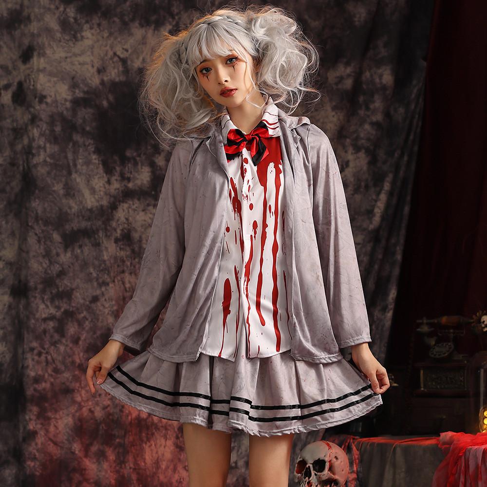 Girls Vampire Cosplay Outfit With Polyester Fabric For Halloween Dress Up