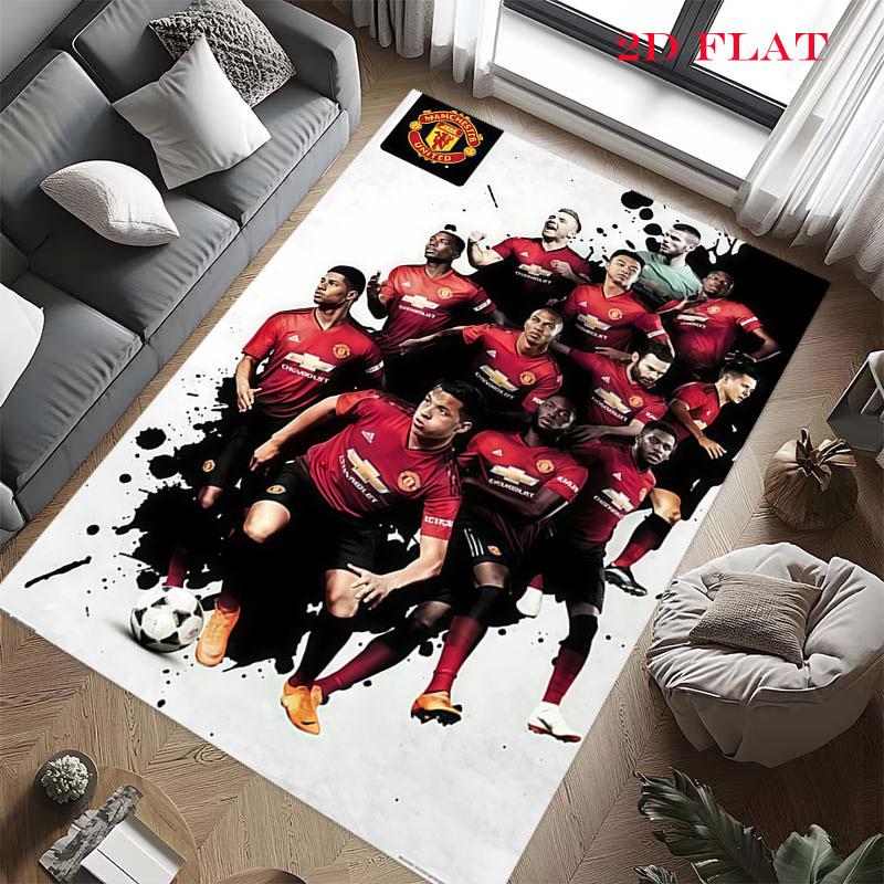 Roter MUFC Glory Teppich für Wohnzimmer, Schlafzimmer, Zuhause, Sofadekoration, Rutschfeste Bodenmatte für Kinder zum Spielen