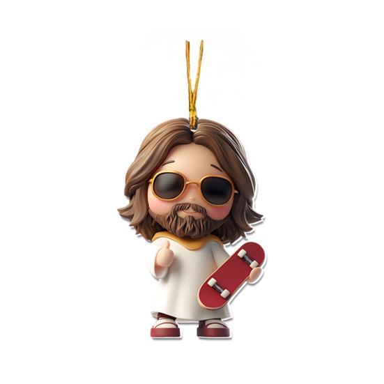 Car Rearview Mirror Ornament 2D Flat Hanging Pendant with Lanyard Easy To Hang Backpack Keychain Decoration