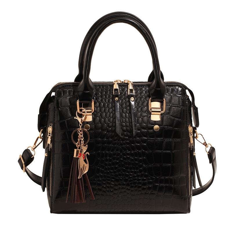 2025 New Fashionable Stone Pattern Large Capacity Solid Color Texture Single Shoulder Handheld Diagonal Cross Bag Tote Bag