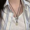 Geometric Horseshoe Pendant Necklace for Women And Men Adjustable Long Leather Rope Sweater Chain Jewelry Accessory