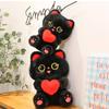 Cute Heart-hugging Black Cat Plush Toy Cartoon Cat Pillow Doll For Children Sleeping Rest Cushion