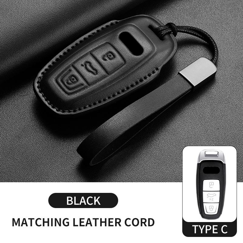 Auto Key Shell Fob for A4 A4L A5 Q5 Q7 TT TTS 8S B9 2016 2017 2018 Leather Car Remote Key Case Cover Keychain Accessories