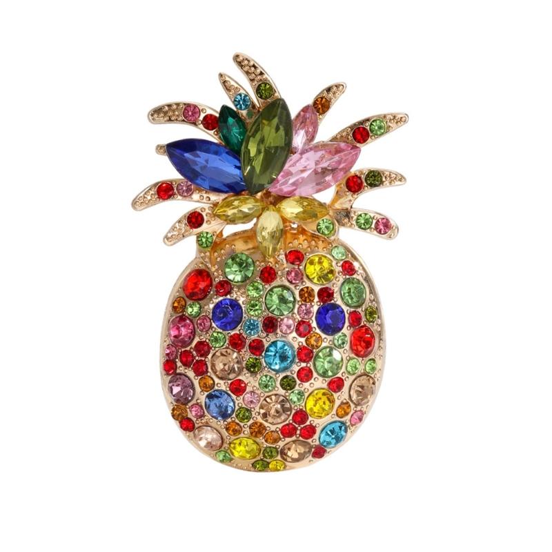 

Sparkling Rhinestones Pineapple Brooch Featuring Vibrant Enamel Design Perfect For Fashion Accessory Gift