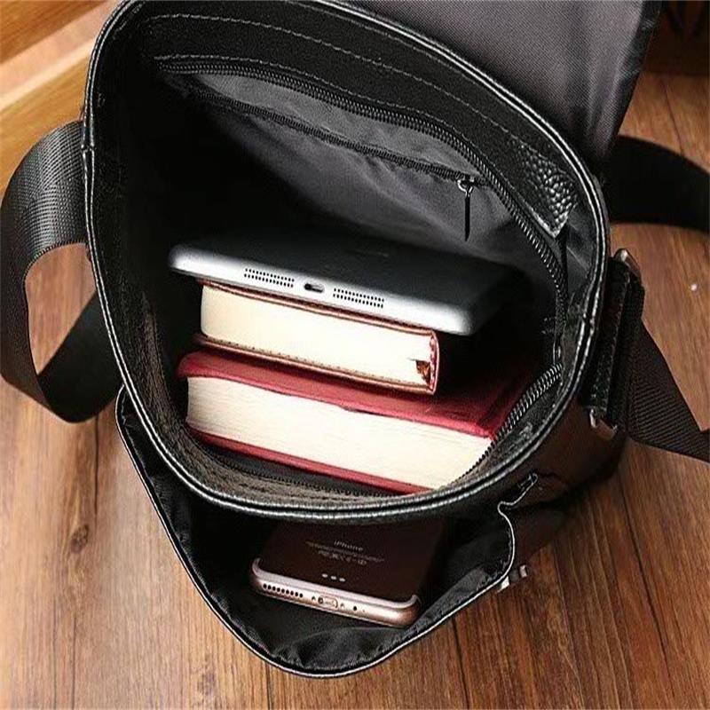 Pánská taška přes tělo z pravé kůže, vertikální, přes rameno - hovězí kůže s liči vzorem, ležérní móda.