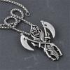 Collar Colgante de Acero Inoxidable de Santa Muerte con Dos Guadañas Hacha Nuestra Señora de la Santa Muerte Calavera Mexicana de la Parca Joyería