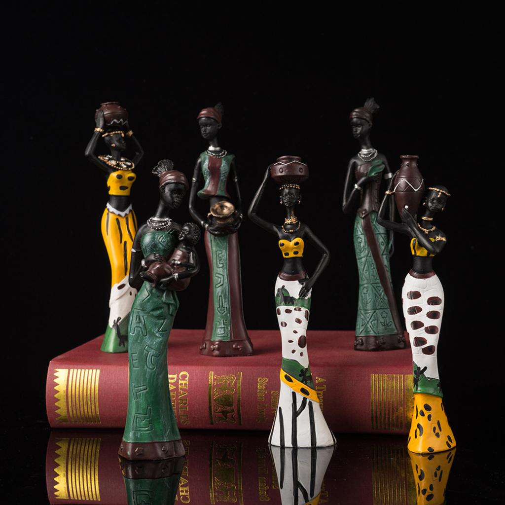 3pcs/Set African Sculpture Women Figure Girls Tribal Lady Figurine Statue Decor Collectible Art Piece Creative Crafts Dolls