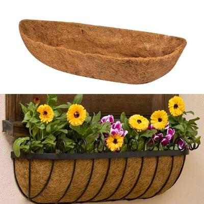 Trough Coco Liners for Planters Hanging Basket Coconut Fiber Liner Flower Basket Liner for Wall Planters Window Boxes Balcony
