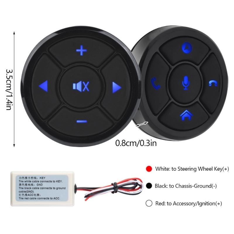 Wireless Car Steering Wheel Control Switch Easy Installation Backlit Buttons 10m Remote Range for Multimedia Navigation