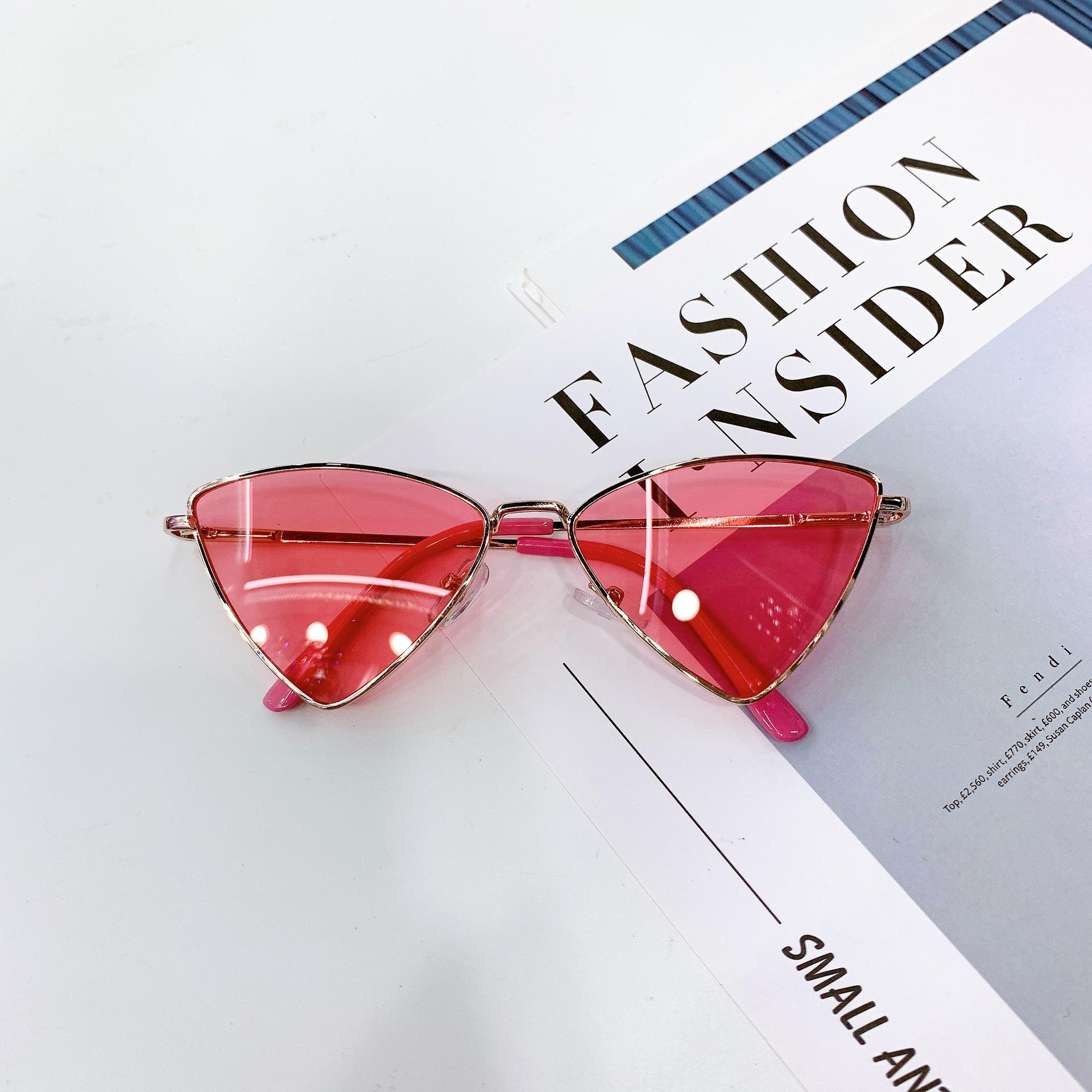 Baby Latest Cat Eye Sunglasses Kids Stylish Luxury Sunglasses UV400 Children Metal Triangle Cool Pink Sun Eyeglasses Girls Boys