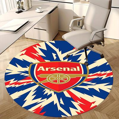 Arsenal Football Club Logo, Voetbal Badge Stoelmat Ronde Vloerkleed Kantoor Tapijt, Machinewasbaar, Antislip, Geschikt voor Woonkamers, Slaapkamers