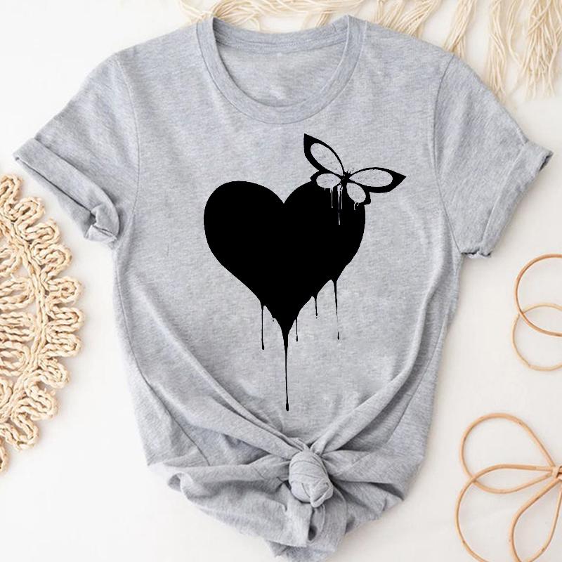 (Asian Size) Dragonfly Dandelion Plant Short Sleeve Women Print Tee Top Summer Fashion Tshirt  Lady Female Clothing Casual Graphic T-shirt