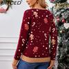 BITCED Casual Christmas Sweater for Women Autumn/Winter Long-Sleeved Pullover with Gingerbread Man Pattern