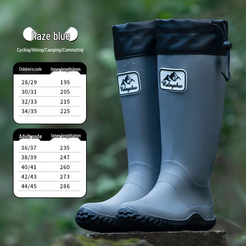 Foldable Waterproof Family Rain Boots - High-Top, Hiking, Camping, and Commuting Shoes for Parent and Child.