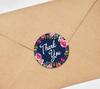 Darling Souvenir Round 45 Pcs Floral & Vines Border Black Thank You Stickers Envelope Seal-1.6