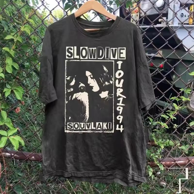 Slowlive Band Souvlaki Themed Heavyweight Men's Summer New Casual and Fashionable T-shirt Suitable for Both Men and Women