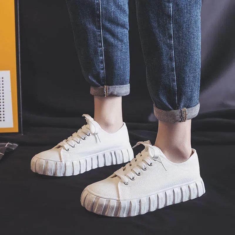 Flat Canvas Shoes for Women Lace Up Whit Summer Woman Footwear Deals Original High Quality Korean on Sale Aesthetic New in Cheap