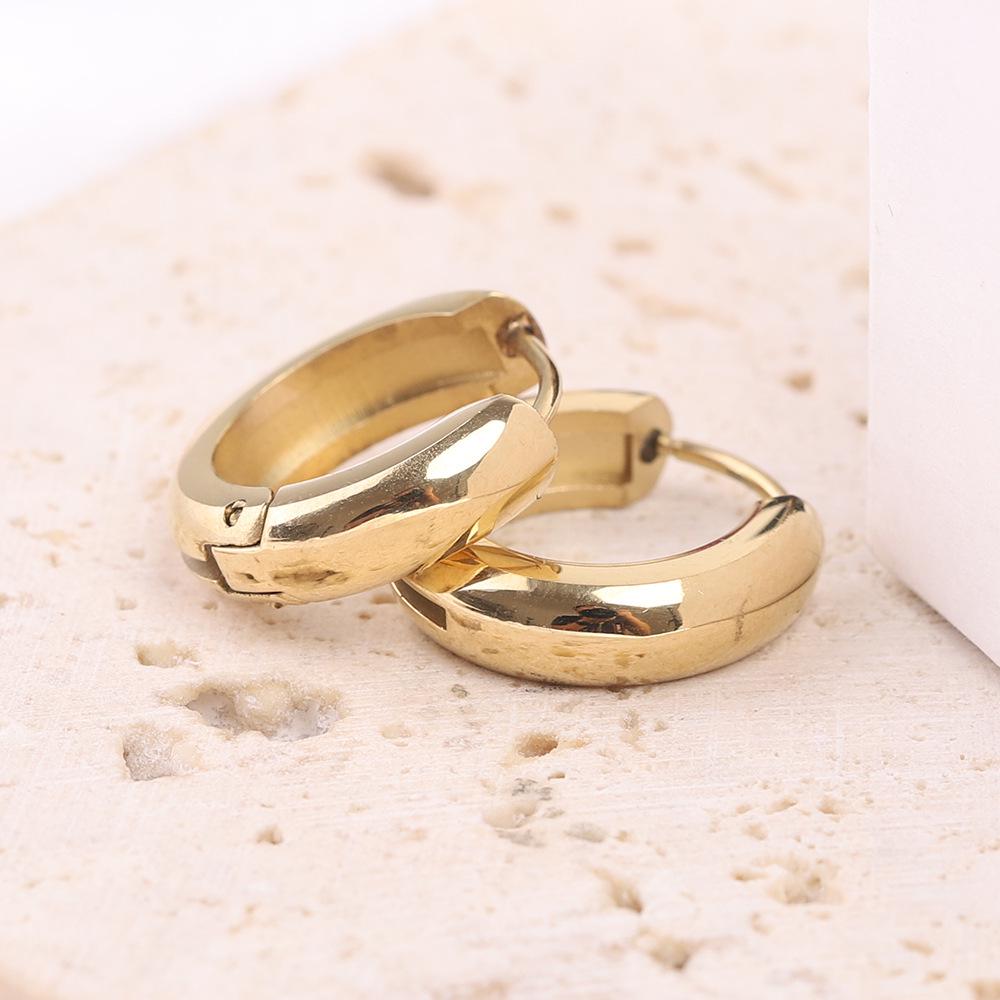 14K Gold Stainless Steel C-Shaped Half-Moon Earrings for Women
