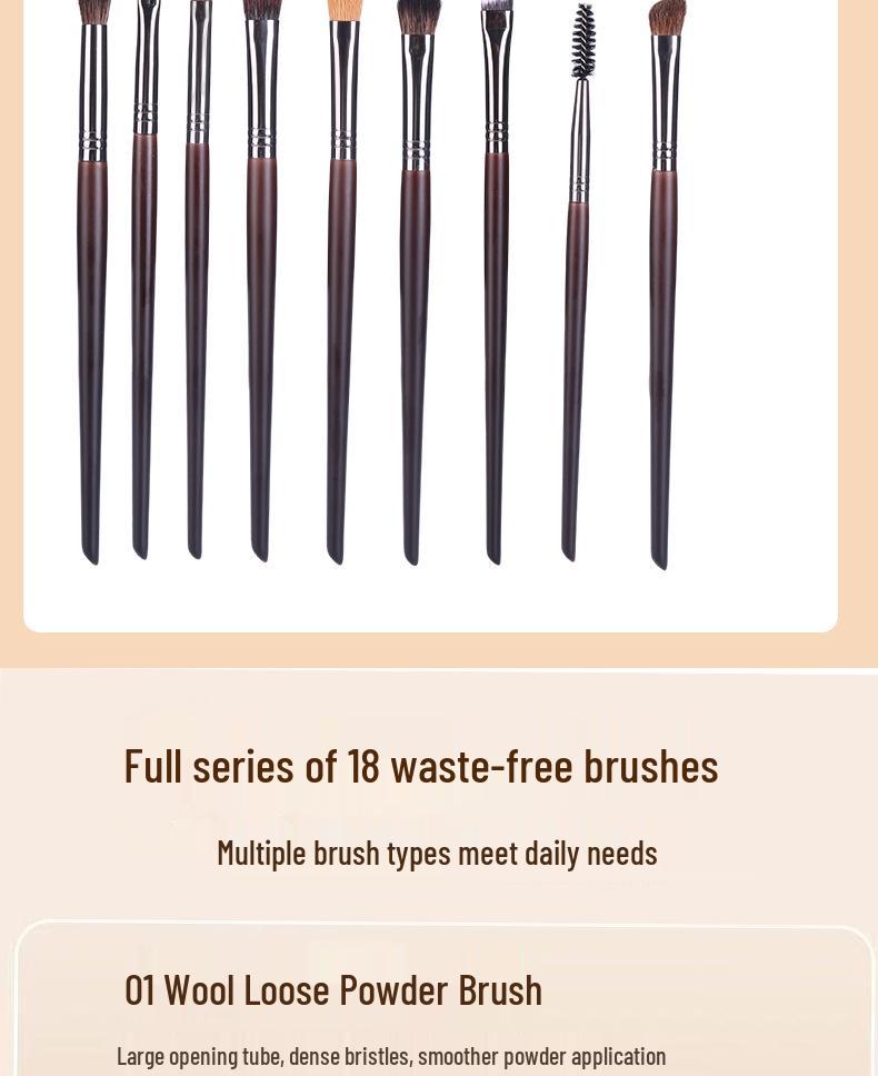 18-Piece Professional Makeup Brush Set with High-Grade Animal Hair