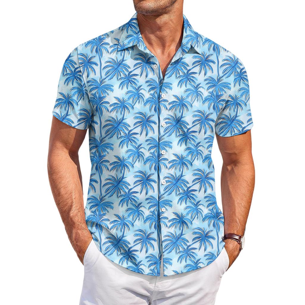Camicia Casual da Uomo con Stampa a Maniche Corte