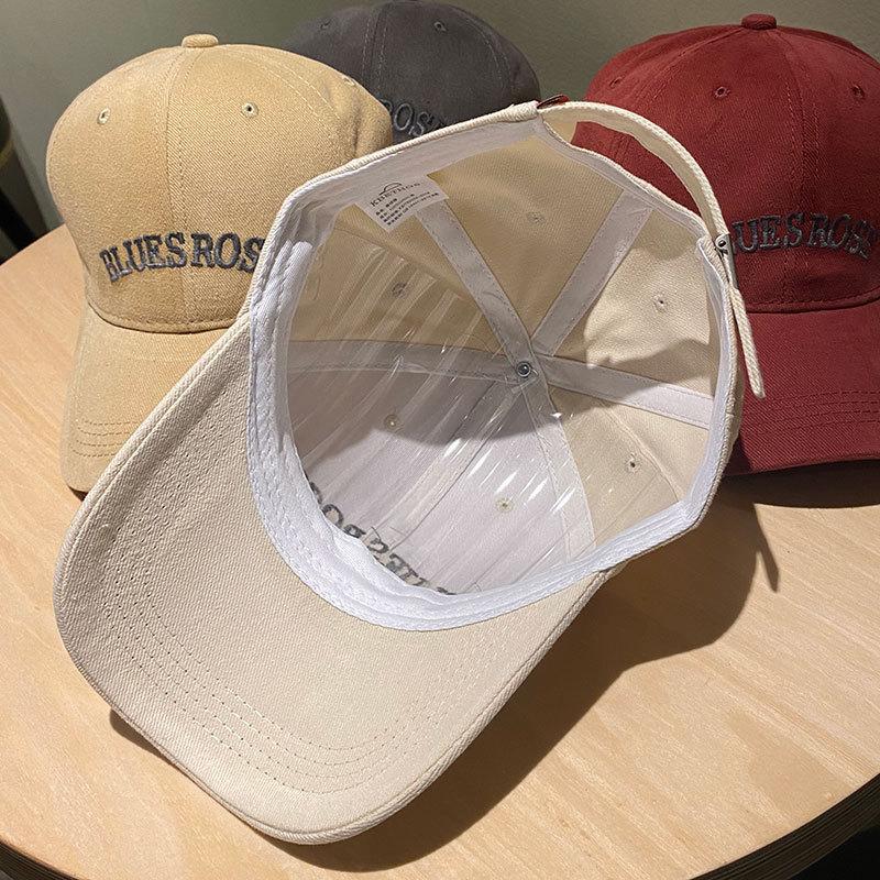 New Big Head Hat Korean Embroidered Letter Soft Top Baseball Hat Spring and Summer Versatile Wide Brimmed Baseball Cap