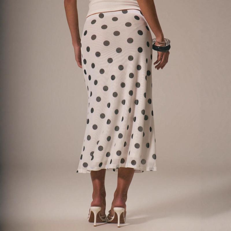 Bedruckter A-Linien-Rock mit Punkten Hüftbetont Hoch tailliert Stilvoll Vielseitiger Punktmuster-Rock für Damen