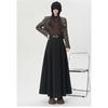 Winter Autumn High Waist Wool Pleated Skirt Women A Line Midi Skirt Solid Color Flared Skirt Slimming Long Skirt