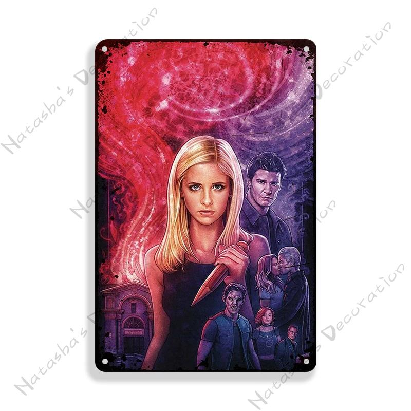 Buffy the Vampire Slayer Plakát Klasický TV kovový plakát Vintage kovová cedule Pánská jeskyně Garáž Kovová deska Průmyslová dekorace