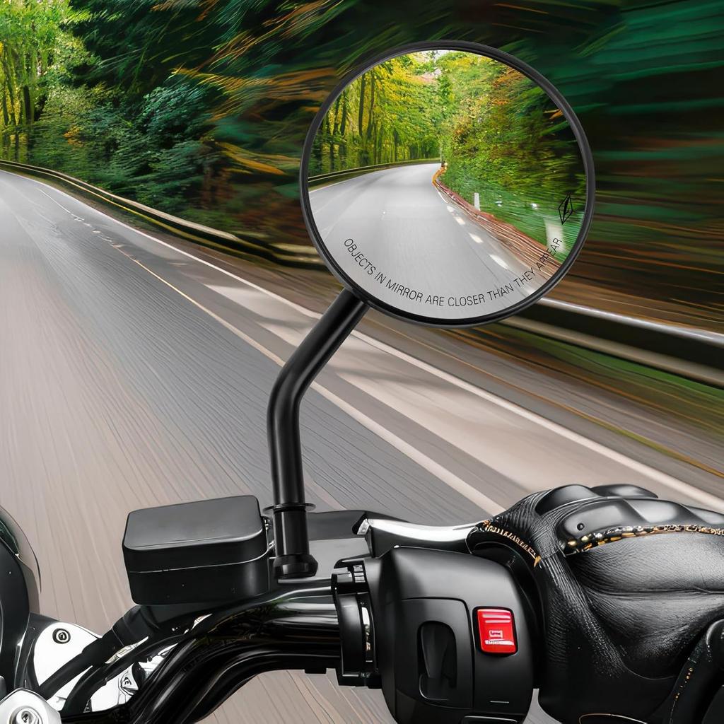 DREAMIZER 3" Motorcycle Vintage Mirrors Round Rear View Mirror 8Mm Black Compatible With Harley Davidson Dyna Bobber Softail Chopper Cruiser Cafe